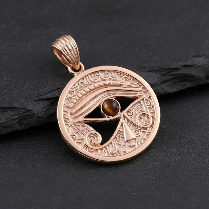 925 Vintage Silver Eye of Horus Pendant | Ancient Egyptian Amulet Retro Jewelry